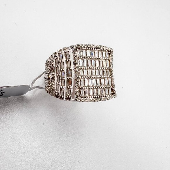 925 Sterling Sliver Moissanite Baguette Ring, 2cm wide with 5.19ctw VVS Stones, - Picture 6 of 7